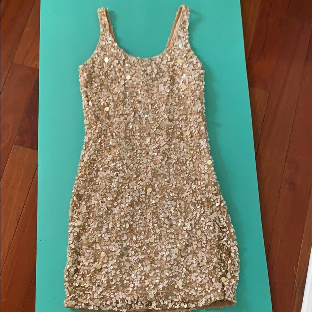 Pisarro Nights Champagne Sequin Tank Mini Dress